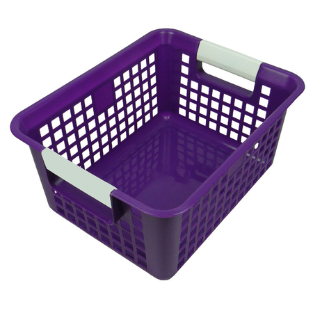 Romanoff Hang & Stack Storage Bin, Plastic, 9 3/4 in W, 6 in H, Purple, 12 1/4 in L, 3 PK 749-06